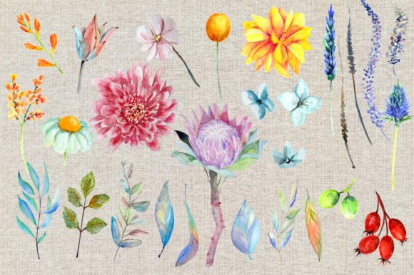 Farewell to Summer Watercolor Clip Arts & Illustrations