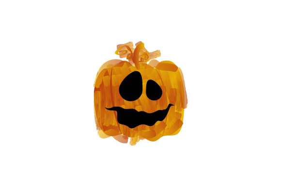 Halloween Watercolor Pumpkin Face Design & Illustrations