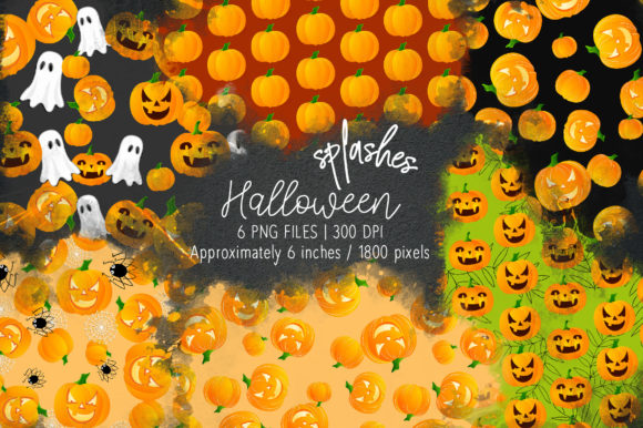 Halloween Watercolor Splashes 04 Illustrations
