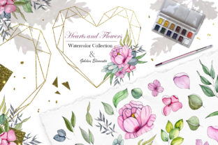 Hearts and Flowers Watercolor Collection Illustrations