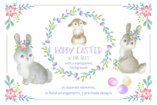 Hoppy Easter Watercolor Clip Arts Set & Illustrations