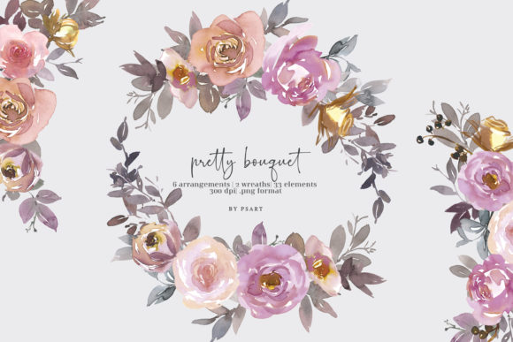 Pretty Bouquet Watercolor Clipart Set Review