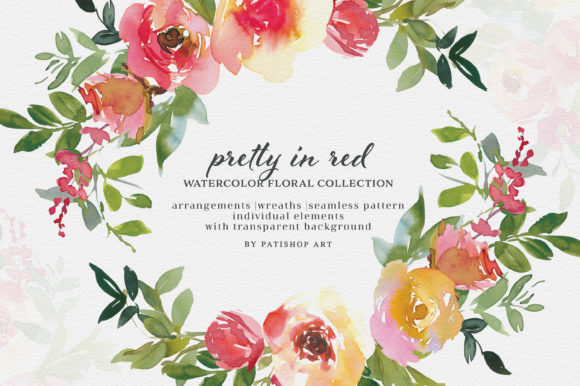 Red and Lemon Watercolor Floral Clipart Review
