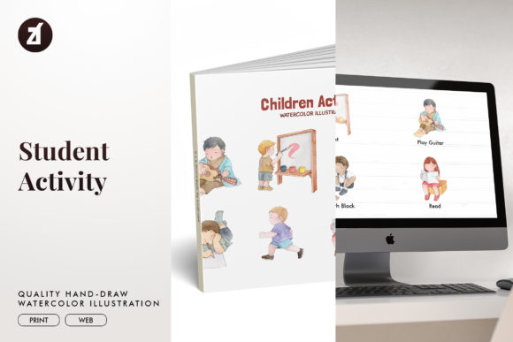 Student Activity Watercolor Illustrations Review