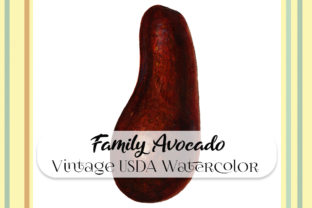 Vintage Family Avocado Watercolor Illustrations