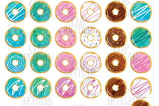 Watercolor Donuts Clipart & Illustrations