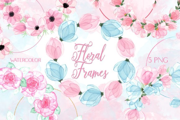 Watercolor Floral Wreaths Clipart & Illustrations