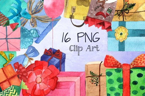 Watercolor Gifts Clip Art Set Illustrations Review