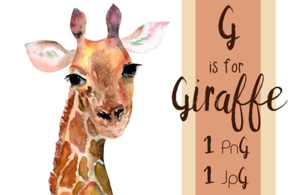 Watercolor Giraffe Print Clip Art & Illustrations