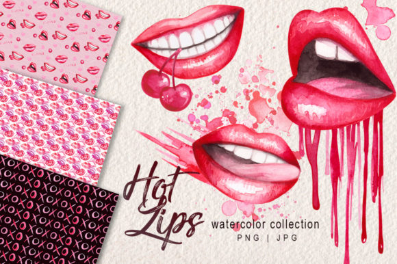Watercolor Lips Collection: Brand Illustrations