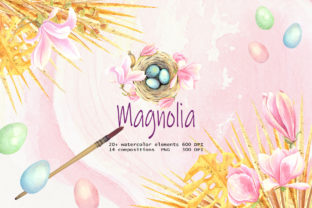 Watercolor Magnolia Set: Premium Illustrations