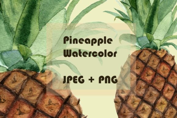Watercolor Pineapple Clipart Print & Illustrations
