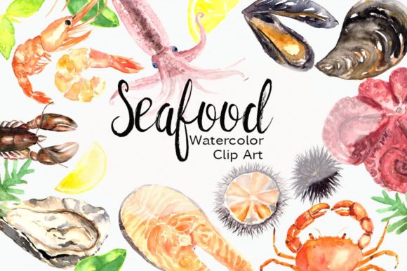 Watercolor Seafood Clip Art Set: Illustrations Review