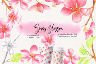 Watercolor Spring Blossom Clip Art & Illustrations