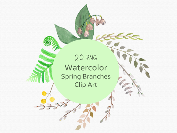 Watercolor Spring Branches Clip Art Review
