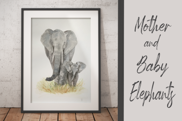 Watercolour Mother and Baby Elephants Review